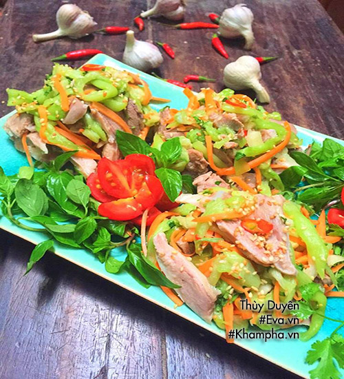 Nộm lưỡi heo dọc mùng tươi ngon, ăn giòn sần sật - 12