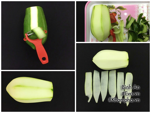 Cách tỉa hoa phăng đơn giản từ đu đủ trang trí đĩa ăn siêu đẹp - 2