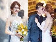 Làng sao - Lâm Chi Khanh mặc váy cưới hôn ông xã kém tuổi đầy lãng mạn