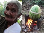 Bếp Eva - Cụ bà nấu thịt gà trong dưa hấu là video hot nhất thời điểm này, hút hơn 7 triệu lượt xem