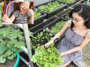 Nhà đẹp - Rau mẹ Elly tự trồng quá sạch, quá ngon, chị em Cadie Mộc Trà ăn cơm thích thú cười tít