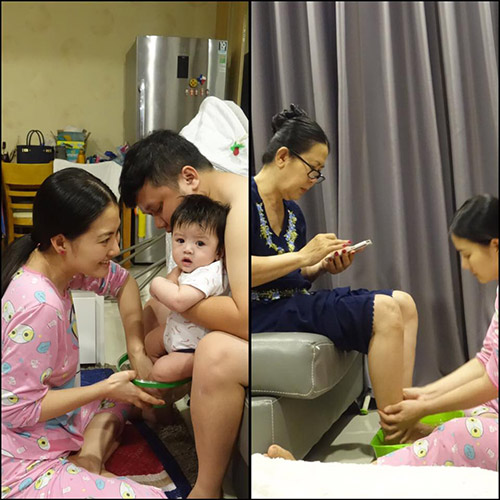 Ra ngoài sang chảnh nhưng về nhà Ngọc Lan vô cùng giản dị, tự lấy nước rửa chân cho mẹ - 3