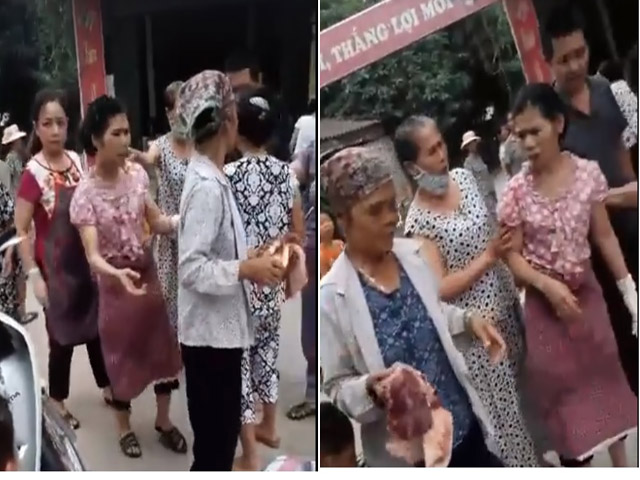 Xôn xao nhóm tiểu thương cướp, đe dọa người phụ nữ không được bán thịt lợn tại Hà Nội - 1