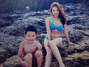 Làng sao - Sao Việt 24h qua: Vân Hugo nóng bỏng khi đi biển cùng con trai