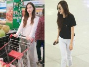 Làng sao - Đến Việt Nam, "nữ thần băng giá" Jessica đi dép lê vui vẻ dạo chơi ở siêu thị