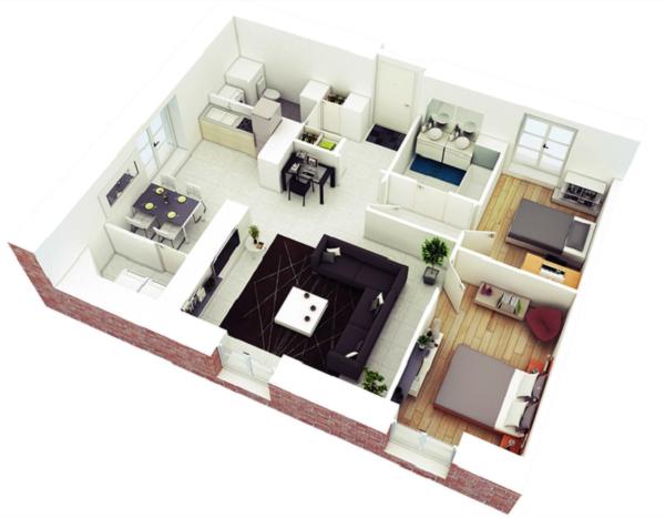 Những mẫu nhà 1 tầng 2 phòng ngủ đẹp chỉ 300 - 500 triệu cho vợ chồng trẻ ít tiền - 5