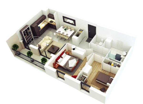 Những mẫu nhà 1 tầng 2 phòng ngủ đẹp chỉ 300 - 500 triệu cho vợ chồng trẻ ít tiền - 4