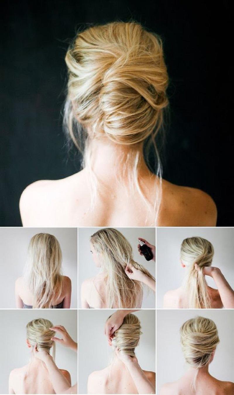 Kiểu búi tóc cô dâu rất đơn giản mà bạn có thể thực hiện ngay tại nhà.
