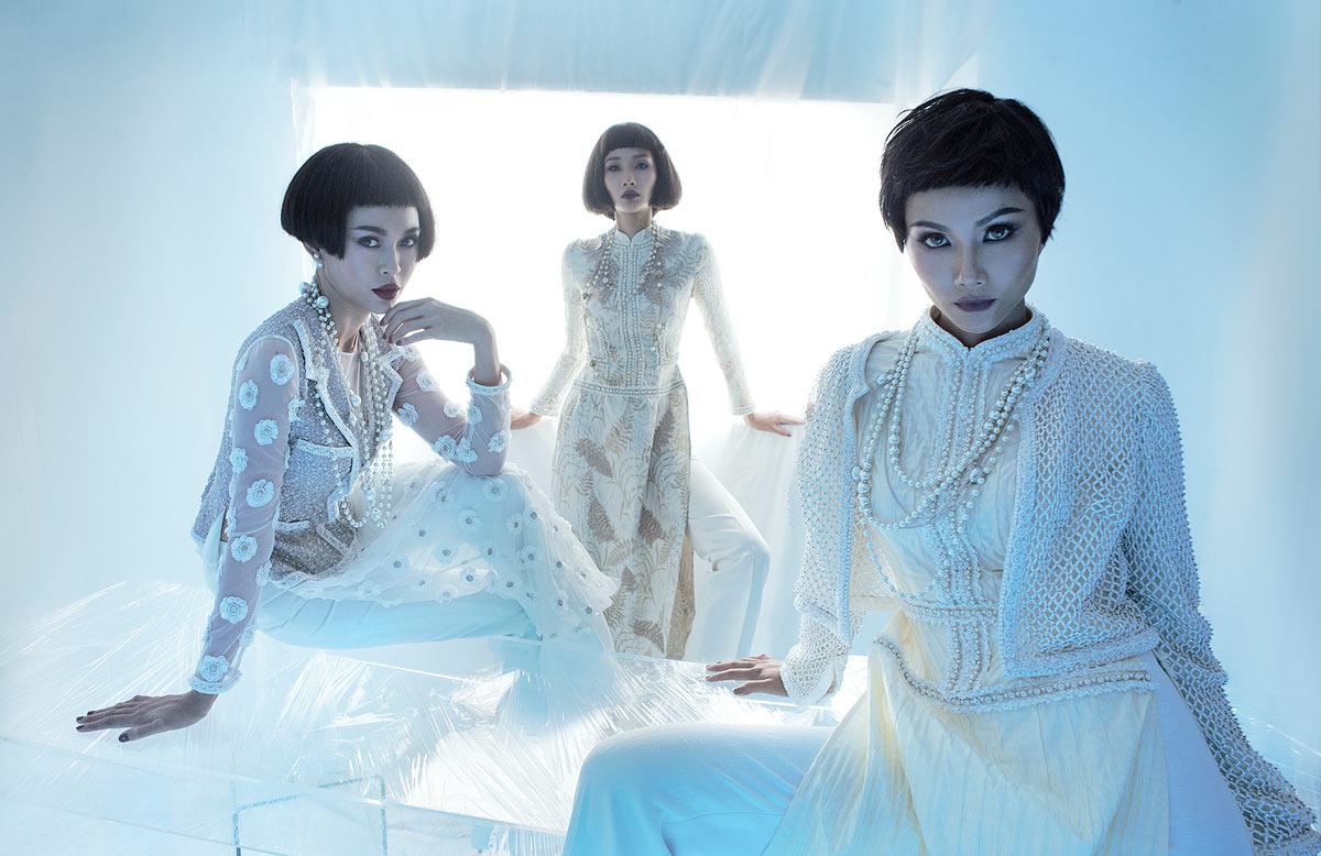 Hamp;#39; Hen Niê, Hoàng Thuỳ và Mâu Thuỷ đồng loạt để tóc ngắn diện áo dài tuyệt đẹp - 1