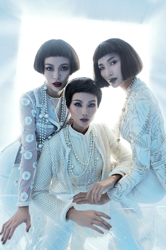 Hamp;#39; Hen Niê, Hoàng Thuỳ và Mâu Thuỷ đồng loạt để tóc ngắn diện áo dài tuyệt đẹp - 3