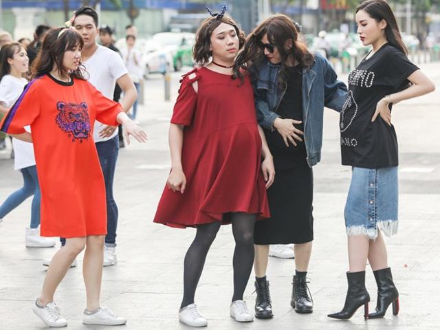 Vợ chồng Trấn Thành, Hoa hậu Kỳ Duyên vác bụng bầu giả làm loạn giữa phố