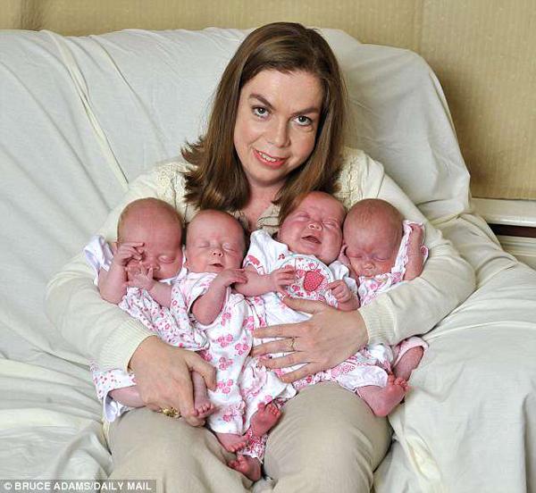 After 10 years of trying, the couple made &#34;historyamp;#34; giving birth to four girls from one embryo - 2