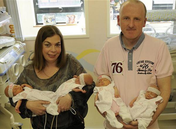 After 10 years of trying, the couple made &#34;historyamp;#34; giving birth to four girls from one embryo - 3