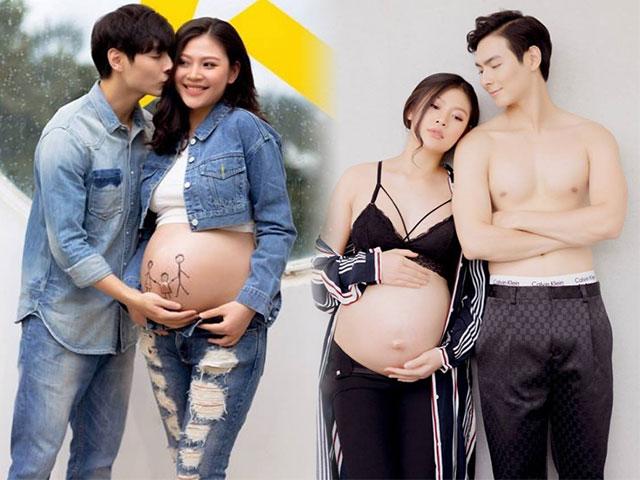 Chúng Huyền Thanh khoe bụng bầu bên ông xã điển trai sát ngày lâm bồn