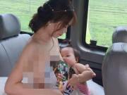 Làm mẹ - Cô dâu tụt váy cưới cho con bú trên xe hoa gây xôn xao dân mạng