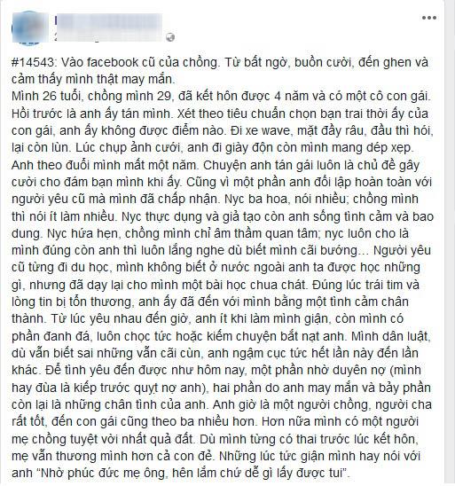 Lén vào facebook chồng, bí mật về người yêu cũ khiến vợ trẻ vừa giận vừa thương lại vừa nể - 1