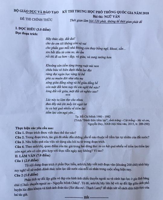 “Sứ mệnh đánh thức tiềm lực đất nước” vào đề thi Ngữ văn quốc gia - 1