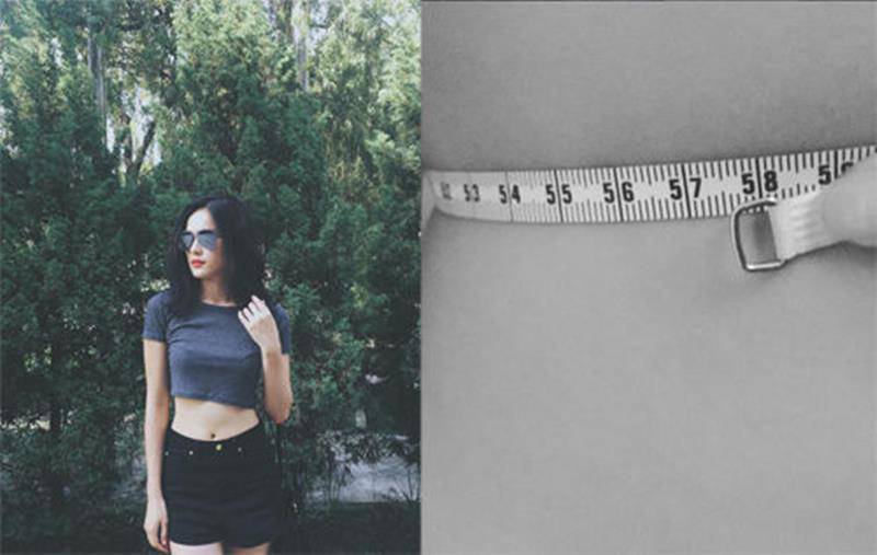 Hạ Vi khiến nhiều người ngỡ ngàng khi khoe eo con kiến 58 cm trên Instagram. 
