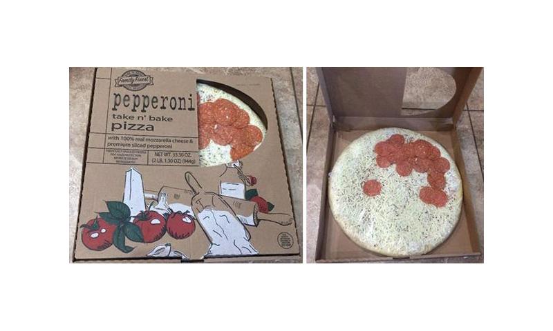 Bánh pizza thơm ngon nhiều nhân thực ra chỉ được một góc. Thật khâm phục những người đã thiết kế ra mẫu bao bì "lừa tình" như thế này.
