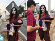 Xem ăn chơi - Rùng mình "ma nữ" mặt trắng toát, tay bế búp bê hành nghề bán thịt nướng trên đường cao tốc