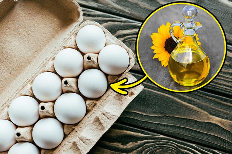 Muốn giữ trứng tươi lâu, bạn hãy bôi ít dầu thực vật lên xung quanh quả trứng rồi đặt vào khay giấy, sau đó cất vào tủ lạnh.
