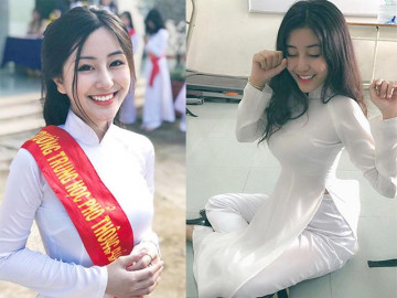 Xuất hiện cô bé nữ sinh thổi phồng áo dài trắng bởi vòng một quá hoàn hảo