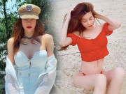 Thời trang - Vòng một quá khủng, Hồ Ngọc Hà không thể cài hết nút của set bikini rực lửa này