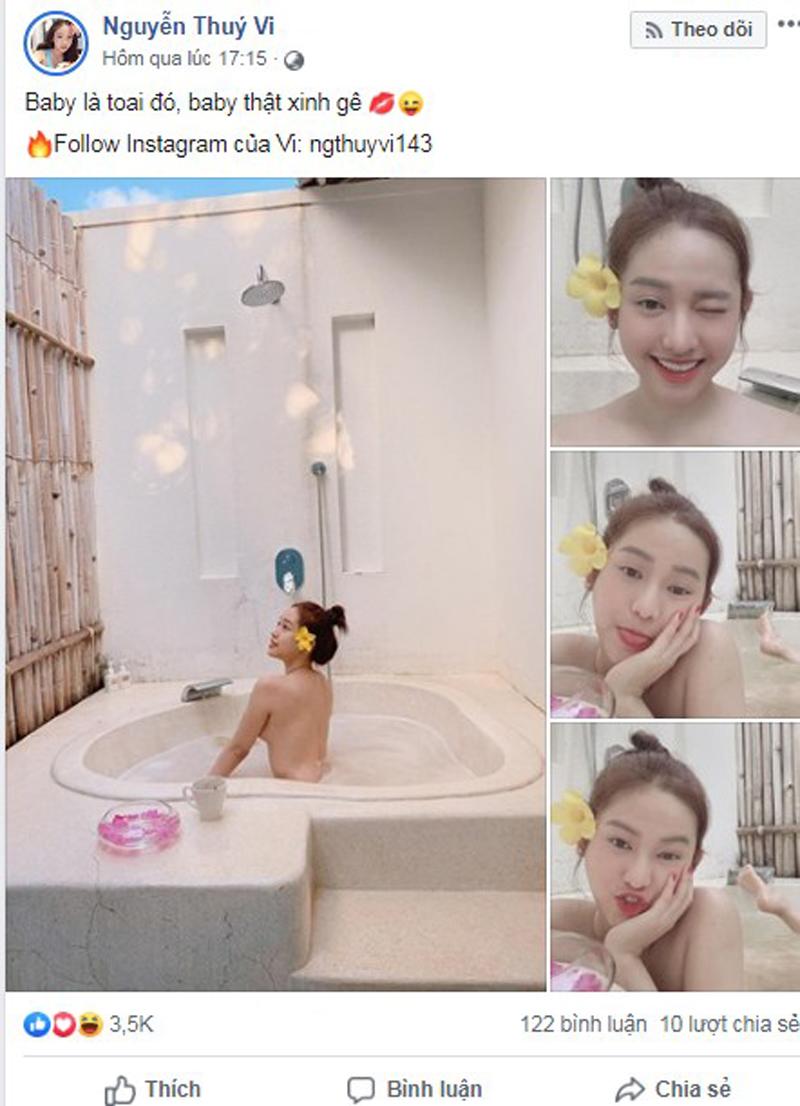 Cách đây ít giờ, trên trang Facebook cá nhân, cô nàng Thúy Vi khiến cộng đồng mạng dậy sóng khi chia sẻ loạt ảnh nude trong bồn tắm khiến ai cũng không thể rời mắt.
