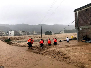 Sạt lở kinh hoàng do mưa lũ, hàng chục xe ô tô bị đánh dạt khỏi đường