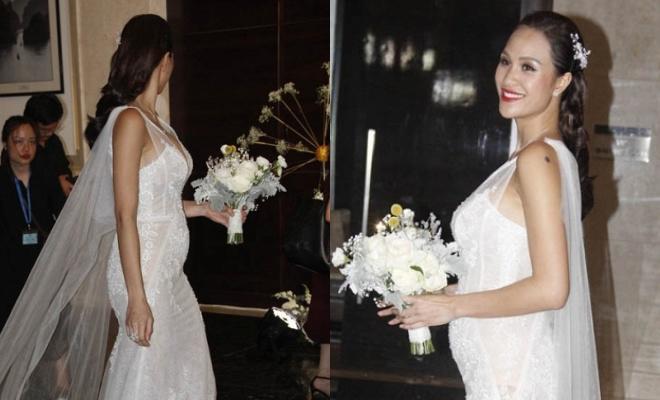 Siêu mẫu Phương Mai bất ngờ lộ vòng 2 lùm xùm như có bầu 4, 5 tháng trong đám cưới - 6