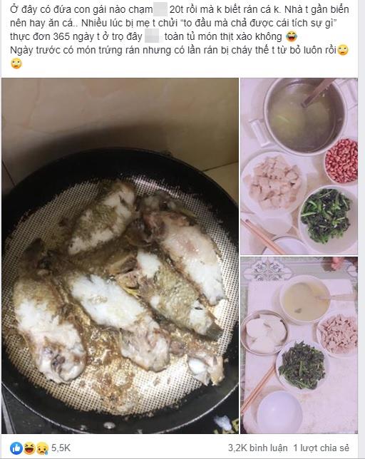 20 tuổi mà rán cá vẫn nát bét, cô nàng được dân mạng khuyên lấy chồng gấp chỉ vì... - 1