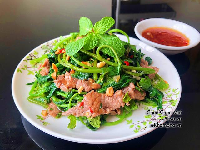 Gỏi thịt bò rau lang trộn mắm me thanh mát, ăn hết rồi cả nhà đòi làm tiếp