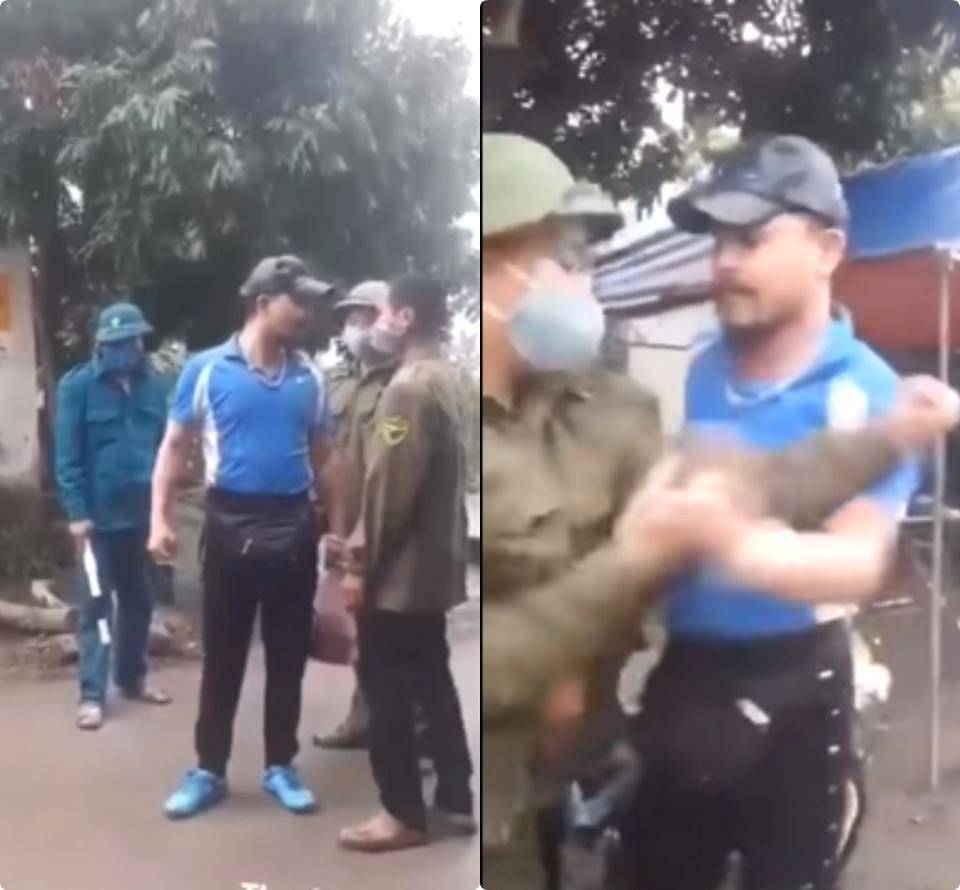 bi nhac vi khong deo khau trang, nguoi dan ong lang ma, doa danh thanh vien chot kiem dich - 1