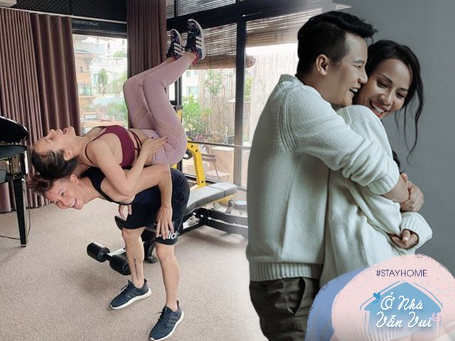 Ở nhà mùa dịch, vợ chồng Hoàng Bách cùng nhau tập tành, vừa đẹp dáng, vừa giữ lửa tình yêu