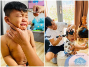 Làm mẹ - Chồng Hải Băng tự tay cắt tóc cho 3 con, biểu cảm các nhóc tỳ hài "không đỡ nổi"