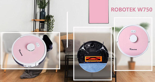 Khám phá chi tiết robot hút bụi lau nhà Robotek w750 - 1