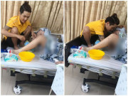 Bà bầu - Giữa phòng phụ sản đông người, chồng làm việc nhạy cảm cho vợ, dân tình vừa nhìn đã đỏ mặt