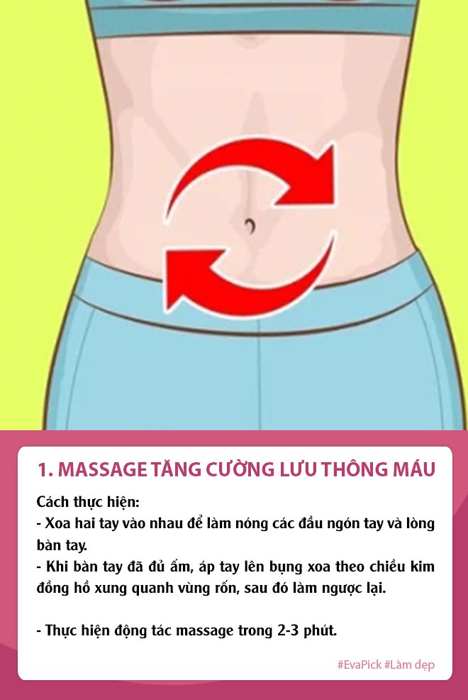 cham massage theo 6 dong tac nay, mo cu the tieu bien, bung phang ly khong can den phong tap - 1