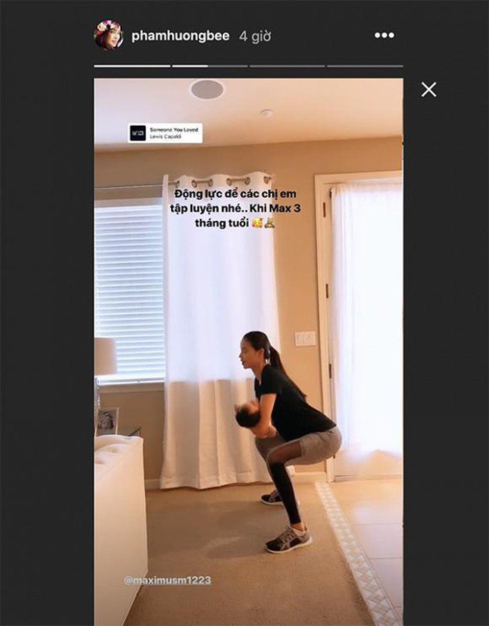 Bồng con trên tay Phạm Hương, Chúng Huyền Thanh vẫn vô tư luyện tập thể dục - 2