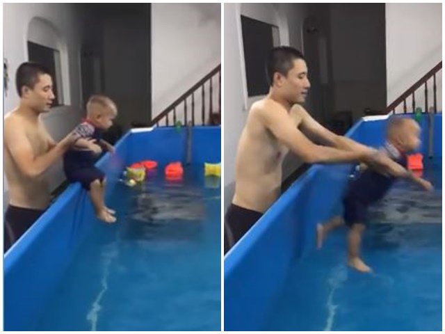 Em bé gào thét bị đẩy xuống nước học bơi, BS nói nguy hiểm, thầy giáo dạy bơi lên tiếng?