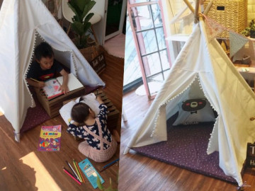 Mẹ Lâm Đồng làm lều vải chưa đến 200 nghìn cho con, bé chơi cả ngày không biết chán