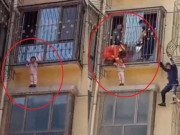 Clip Eva - Lính cứu hỏa và cảnh sát cứu trẻ bị treo lơ lửng ở tầng 3