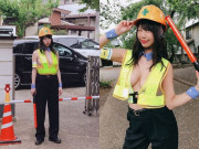 Tin tức - Khoác hờ áo công trường hở hang không che chắn gì, cô gái "lồ lộ" vòng một phản cảm