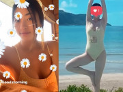 Làm đẹp - Vô tư tập yoga khi diện bikini, Hoa hậu Lương Thuỳ Linh khoe vòng một lấp ló quyến rũ