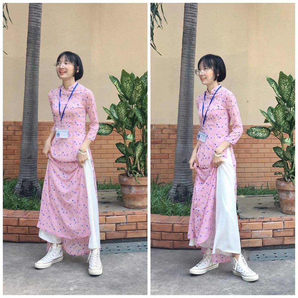 nu giao sinh mang sneaker mac ao dai gay tranh cai, nhung co phai loi thoi trang dang bi len an? - 1