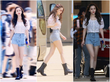 "Gái 1 con" Angelababy nhan sắc "đánh bại" ống kính người qua đường