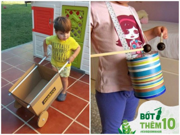 Tận dụng đồ bỏ đi trong nhà làm 5 đồ chơi cực thú vị cho bé