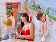 Làm đẹp - Cúi người buộc dây giày, hot girl làm dân tình đỏ mặt bởi khe ngực sâu hun hút