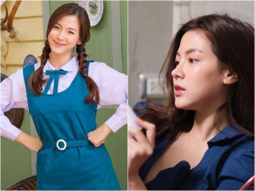 Mỹ nhân Chiếc Lá Cuốn Bay Baifern nhí nhảnh trên phim trường, để lộ làn da mịn không tì vết