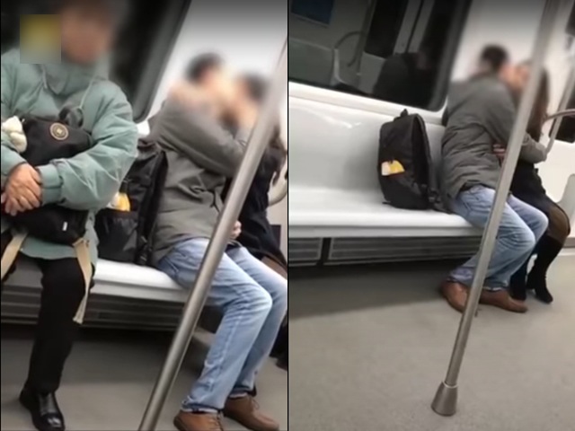 Cặp đôi ôm hôn amp;#34;ngấu nghiếnamp;#34; trên tàu trong clip 24 giây dù trẻ em ngồi ngay cạnh - 1